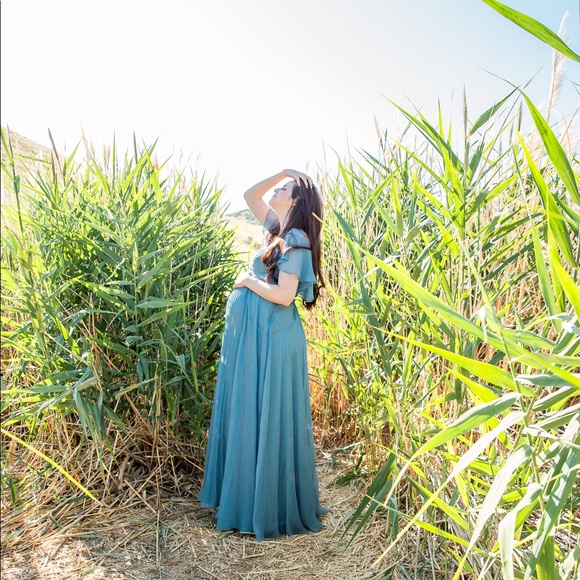 Tall Bridesmaid pleated bodice maxi flutter sleeve - Picture 3 of 3